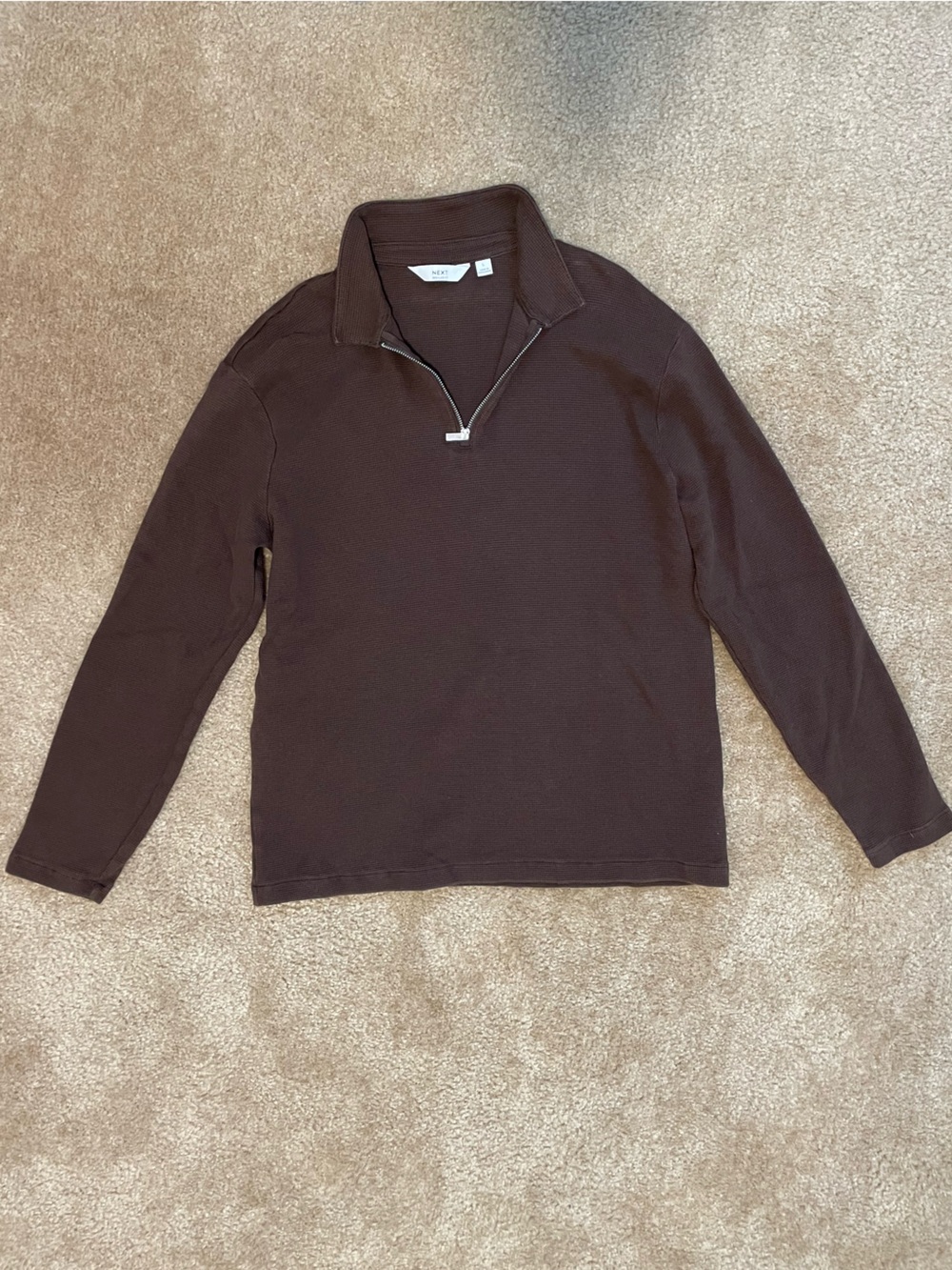 Women’s Brown Waffle Knit Quarter Zip